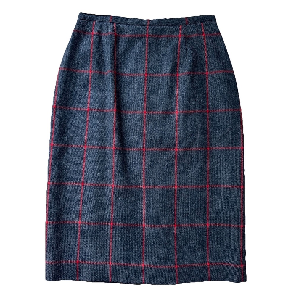 Vintage JH Collectibles A Line Wool Skirt Women's Size 8 Grey Red Plaid USA Made